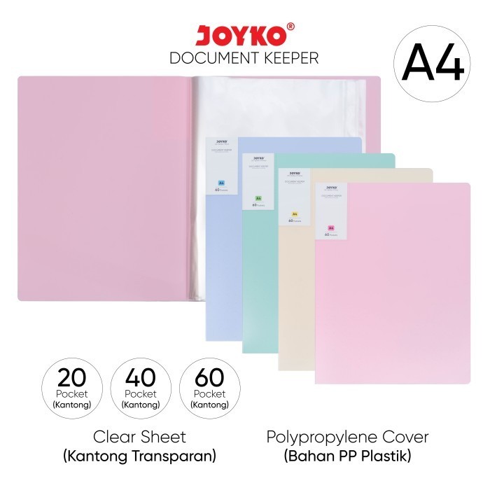 

joyko document keeper pastel A4 20/40/60 sheets