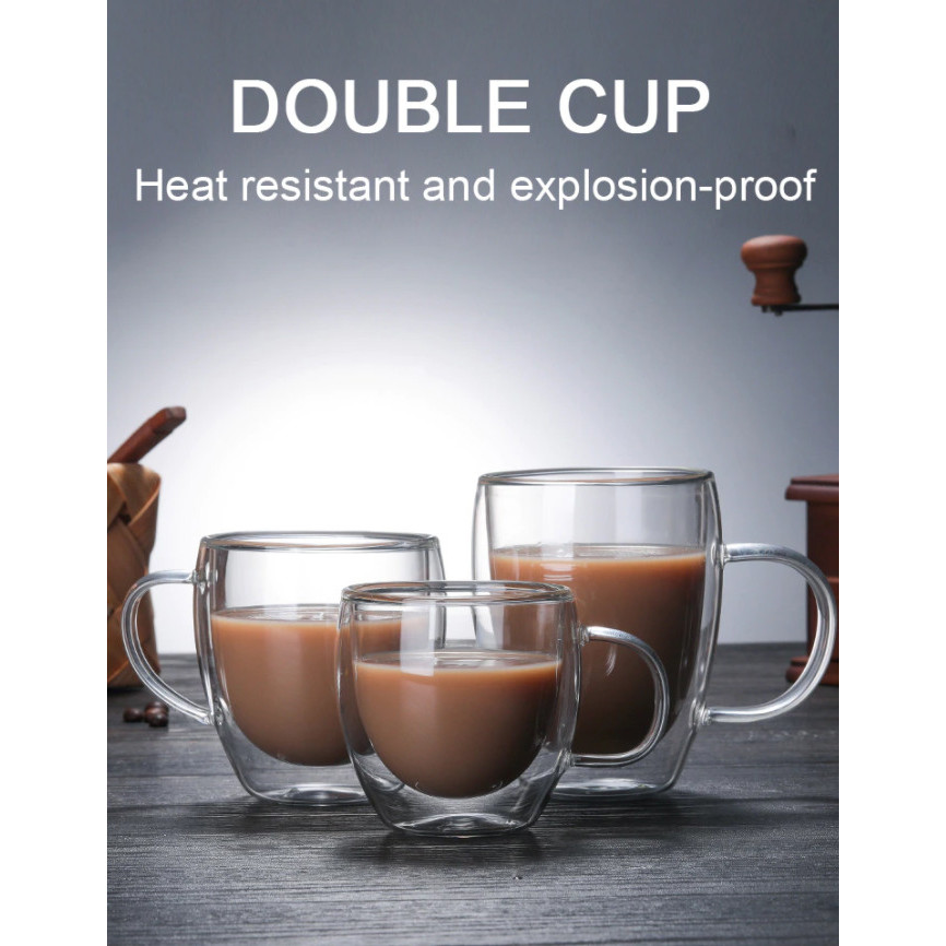 

Gelas Cangkir Kopi Teh Anti Panas Dingin Double Cup Mug Cup coffee jus - 160ML