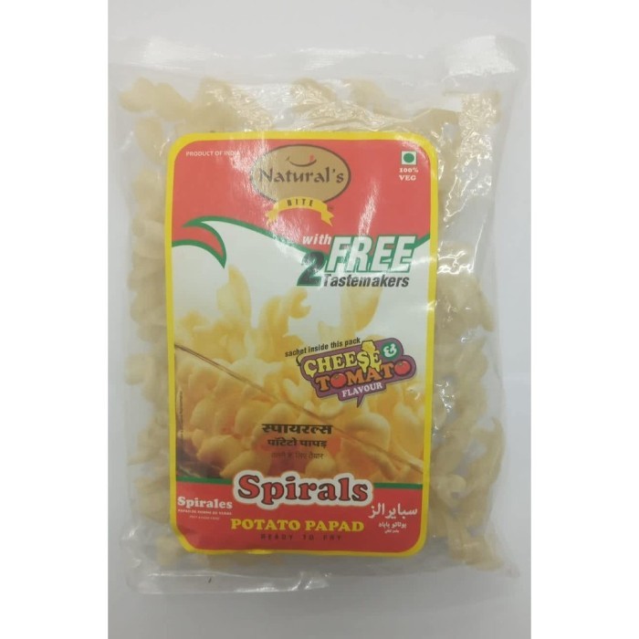 

NATURAL,S POTATO PAPAD SPIRALS CHEESE TOMATO FLAVUR 100G