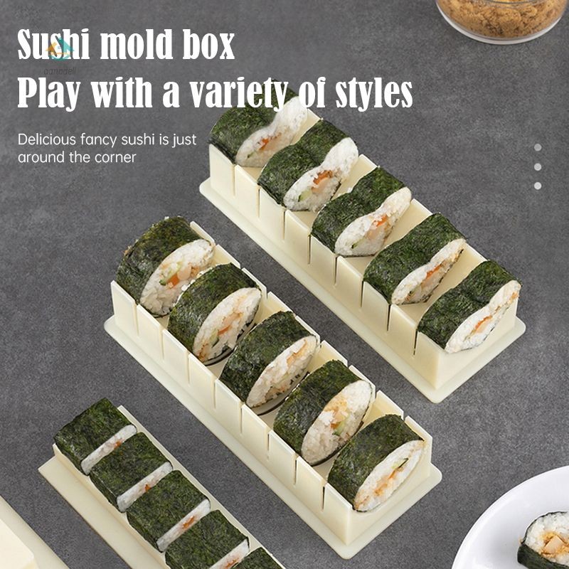 Cetakan sushi roll set panjang bulat hati persegi, Sushi mould set cut Aanadell