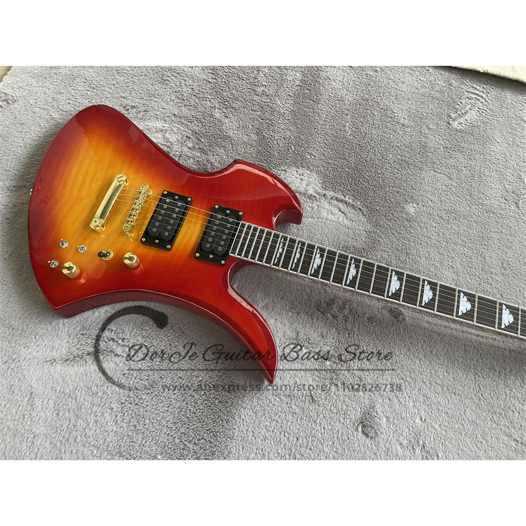 Classic Day Excellent Electric Guitar Mahogany Body Flamed Maple Neck Cloud Inlaid active battery Go