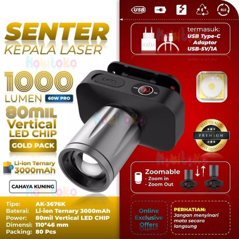 angsaputih013 Senter Kepala Zoom Aoki AK-3685A Head Lamp Senter Kepala Zoom Headlamp Aoki AK-3685A