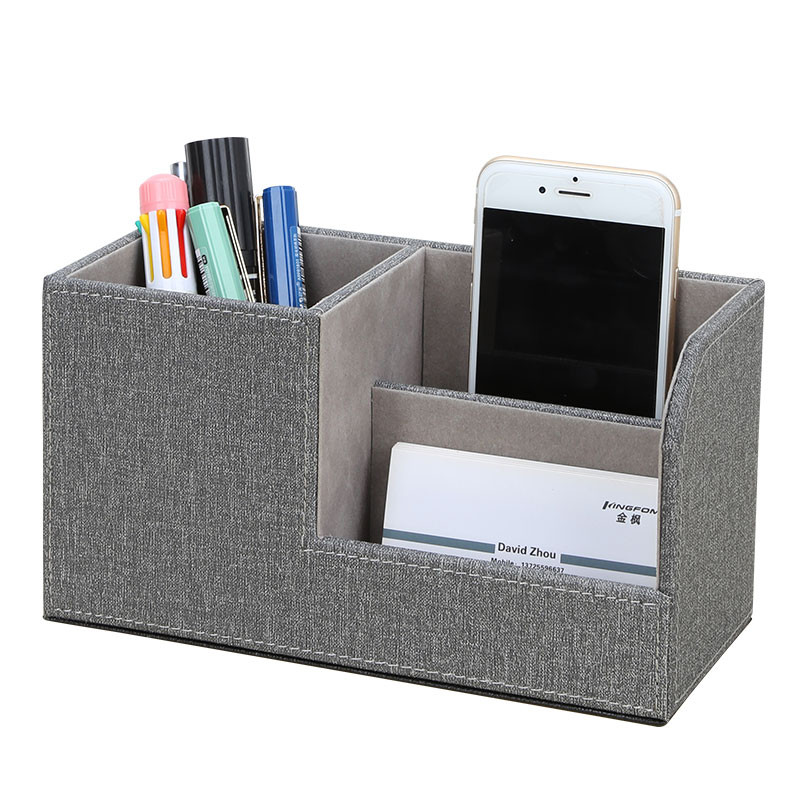 High Grade PU Leather Desk Organizer Wooden Pen Holder Pencil Box Marble Desk Storage Box & Bin Stat