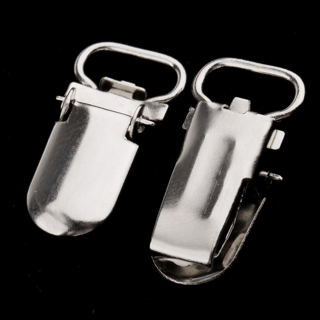 

20Pcs/Lot Metal Baby Pacifier Suspender Clips Webbing Dummy Strap Holder Craft Hooks Craft Sewing Tool 28x10mm Silver