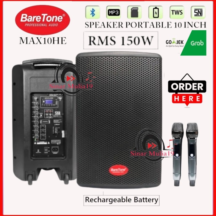 Speaker Portable Baretone MAX10HE / MAX 10HE / MAX 10 HE Bluetooth-TWS