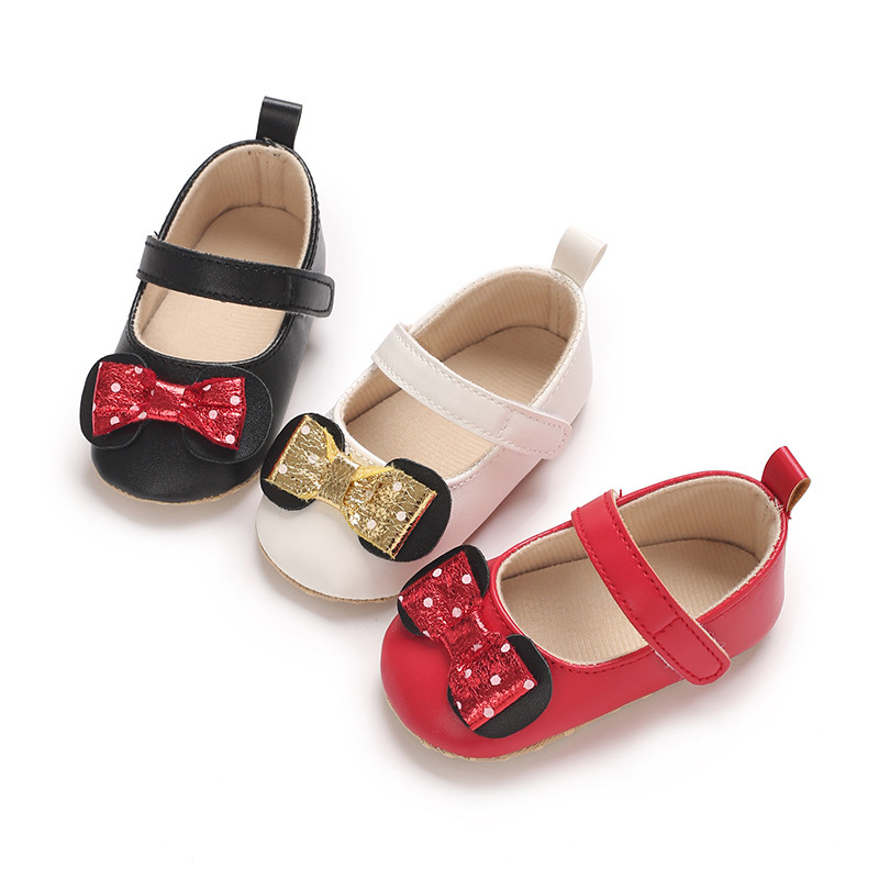 Sweet Baby Shoes Baby Boy Girl Shoes Girl Classic Bowknot Soft Sole Anti-slip PU Dress Shoes First W