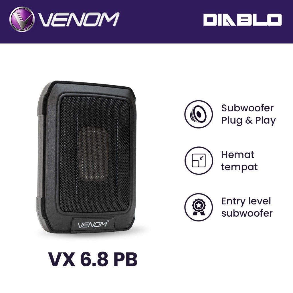 Venom Subwoofer Aktif Diablo VX 6.8 PB Speaker Subwoofer Mobil