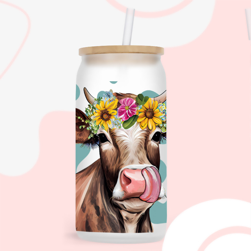 

3D UV DTF Transfers Stickers 16oz Cup Wraps Cow Dog Cat Animal Printed For DIY Glass Ceramic Metal Leather Etc. D2266