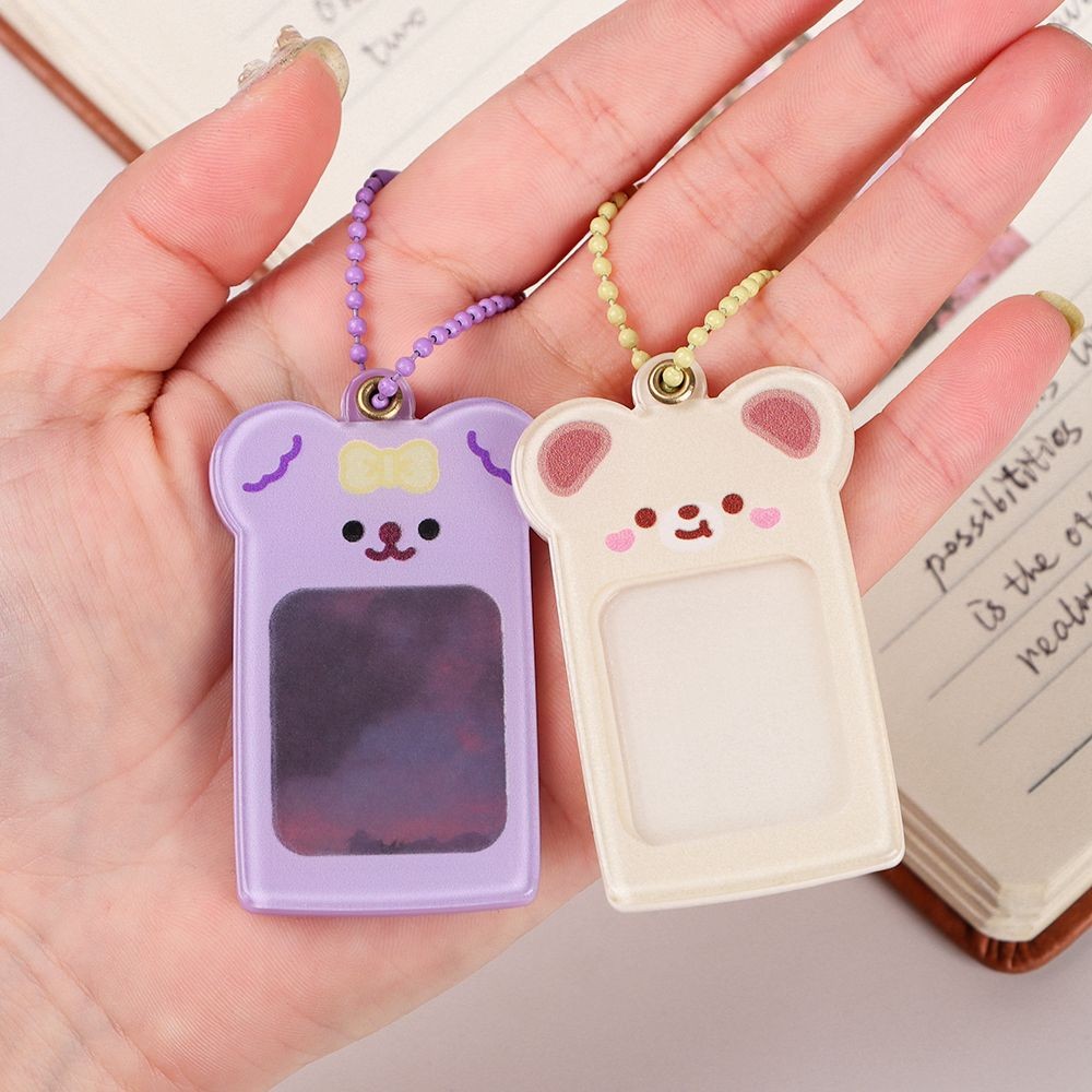 

DIY Photocard Holder Kawaii Bear Keychain Cute Acrylic Kpop Idol Star Photo Picture Frame Keyring