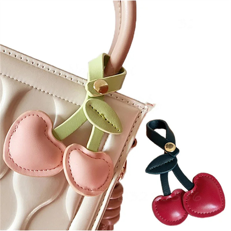 

Creative small cherry key chain pastoral style leather fruit key chain Handbag Keyrings Accessories Kawaii Gift for Girls Women