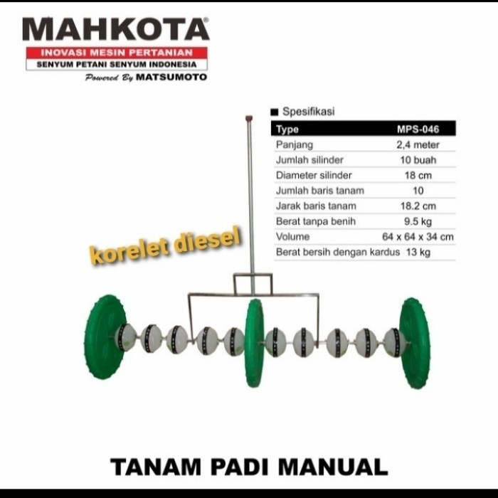 Alat Tanam bibit padi dorong manual MAHKOTA MPS-046