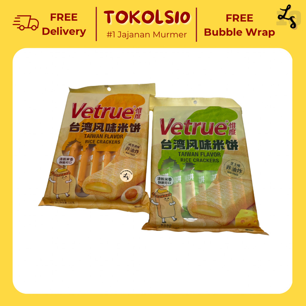 

Vetrue Rice Taiwan Flavor Rice Crackers 1 Pack isi 14 pcs 4,8gr