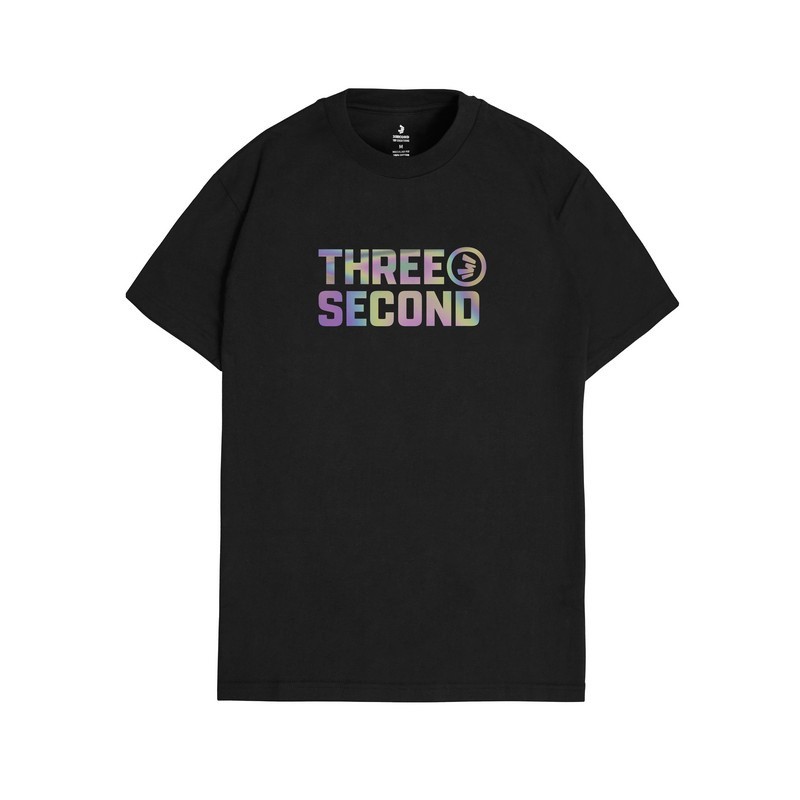 COD- 3Second Kaos Pria Lengan Pendek T-Shirt Regular Fit Rainbow Script Ultra Absorb Katun OL-C61072