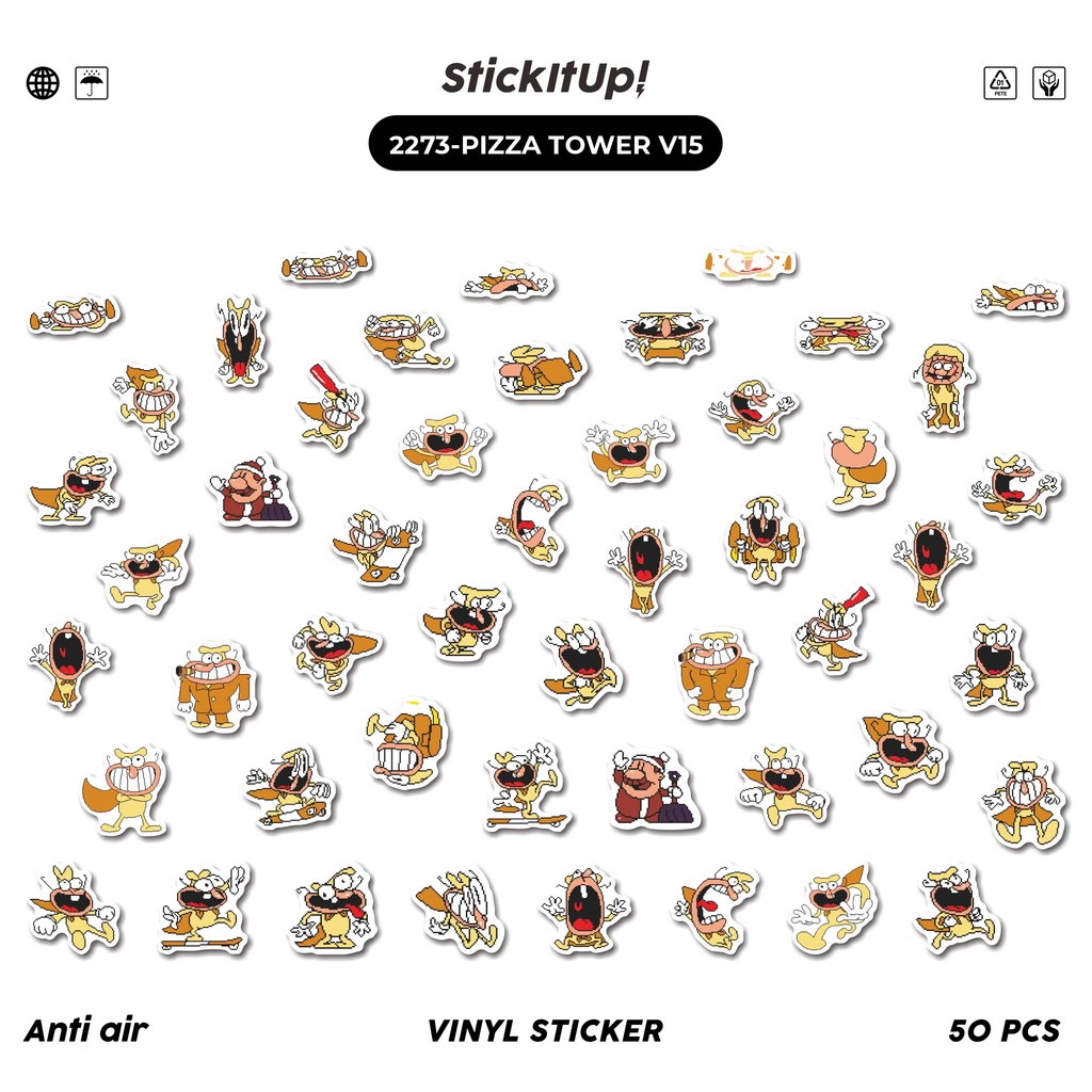 

COD✨ 50 Pcs Stiker Pack PIZZA TOWER V15 Lucu Aesthetic Vynil Waterproof untuk Freebies Sticker Buku Journal Casing HP Laptop