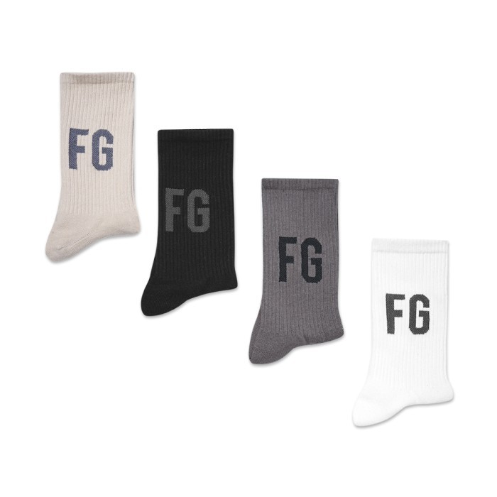 [New Promo] FOG FG Text Logo Mid Socks - Black