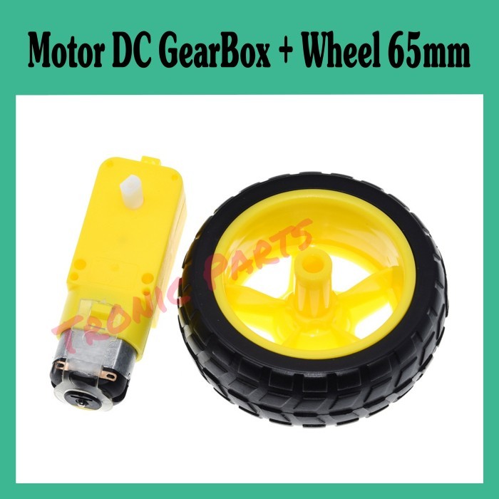 Motor DC Gearbox and Wheel 65mm Motor DC Gearbox dan Roda 65 mm