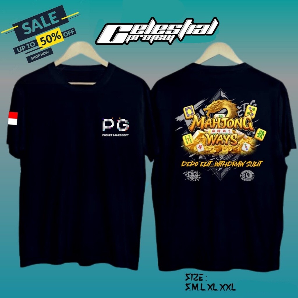 Kaos distro Kaos Pragmatic Play | MAHJONG WAYS | bisa Custom nama sendiri | Baju Depo Slot