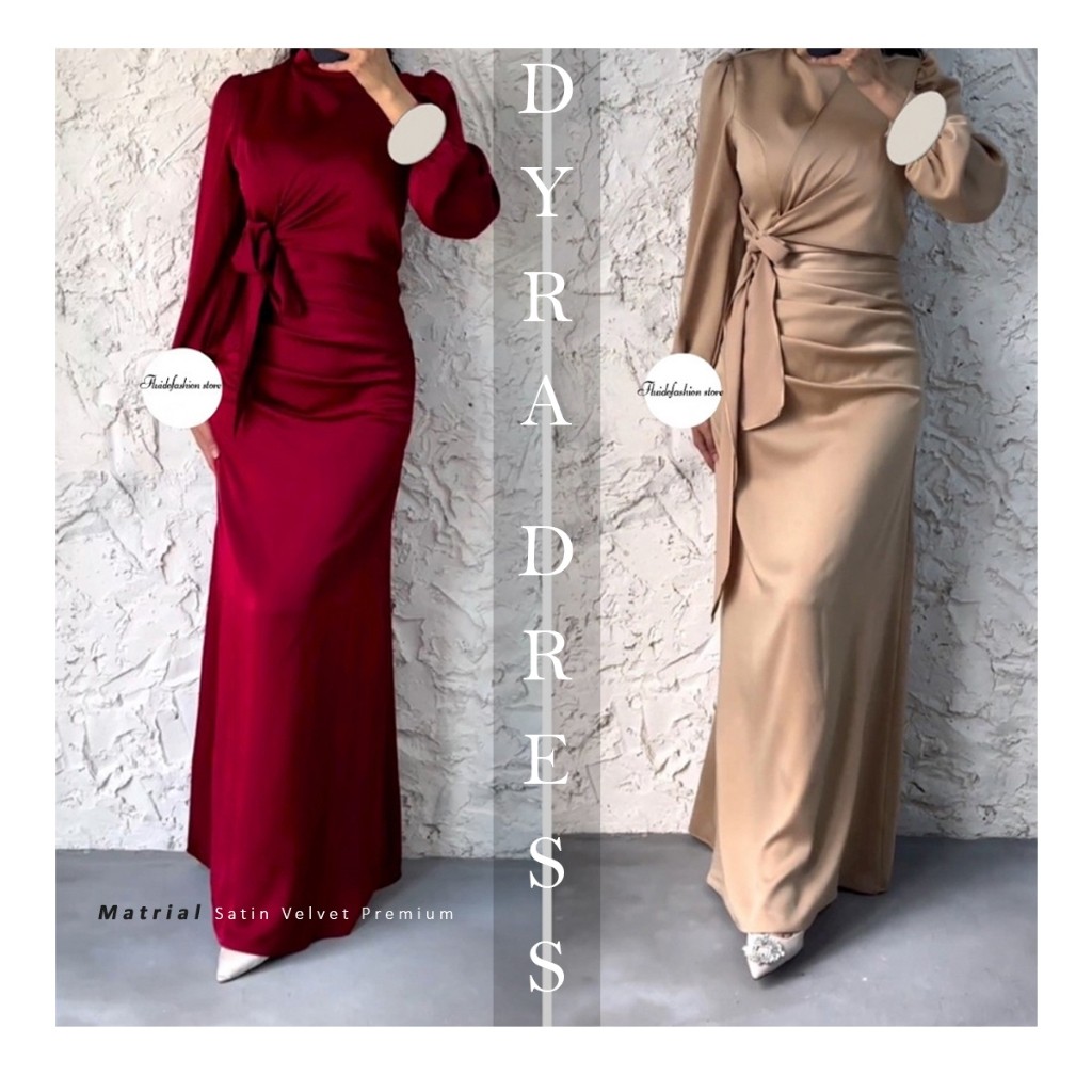Padaka Attire-Dyra-Dress Satin Gaun Satin dress kondangan- DRS A038 Skena Fashion