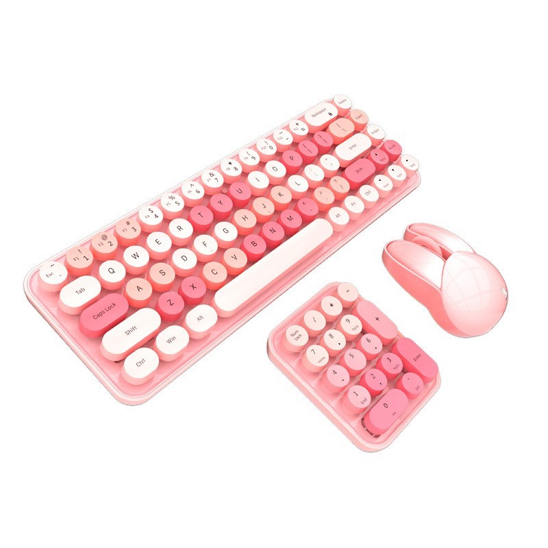 Wireless Keyboard Numeric Keypad And Mouse 2.4g Keyboard And Mouse Kit Colorful Design Cute Retro Ke