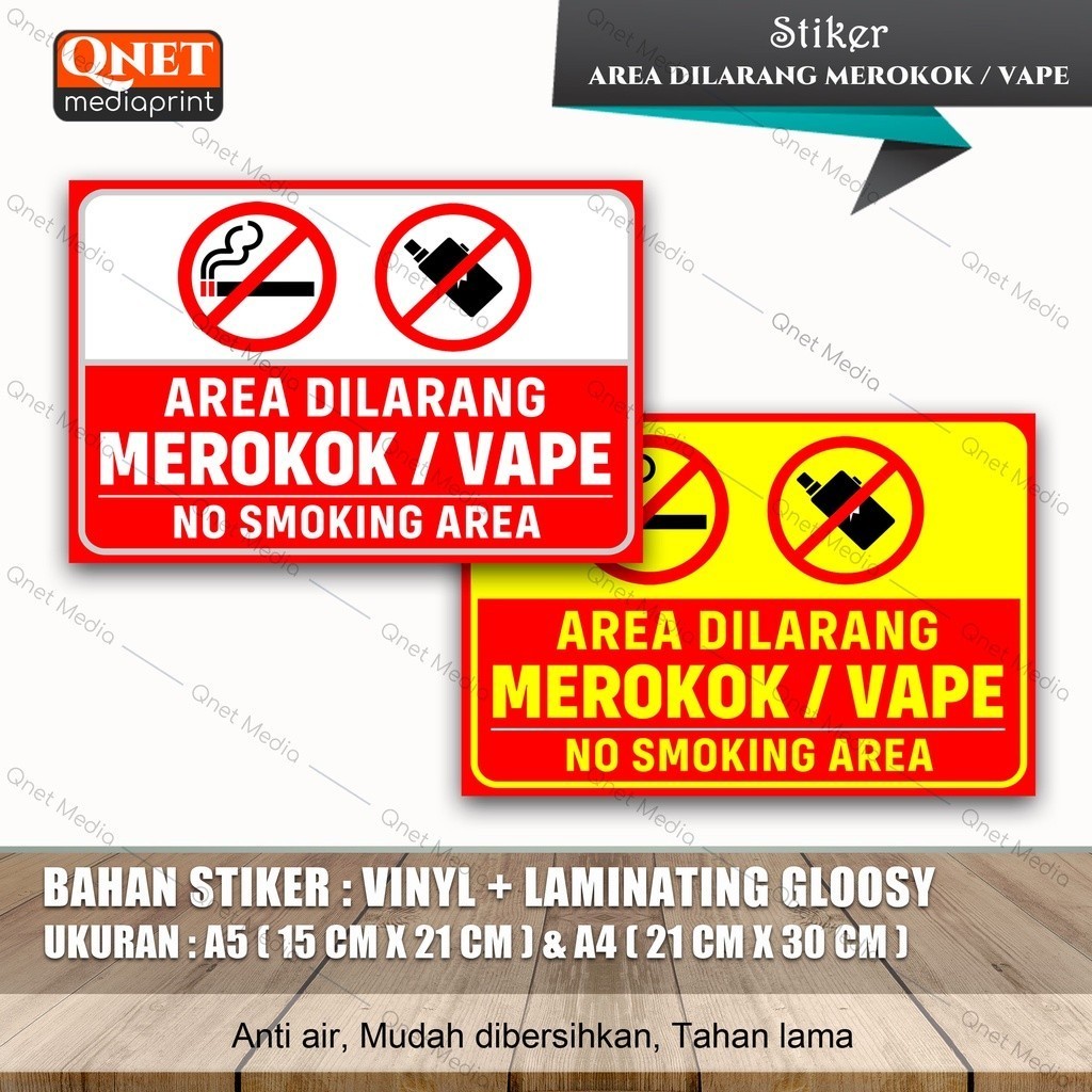 

STIKER DILARANG MEROKOK VAVE | BAHAN VINYL + LAMINASI GLOSSY CingWangPrint
