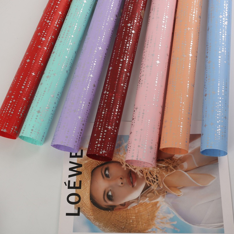 

[ 5 LEMBAR ] Kertas Bunga Cellophane Warna Motif Bintang Kilap Paper Flower Wrapping Paper Kertas Buket Bunga AP