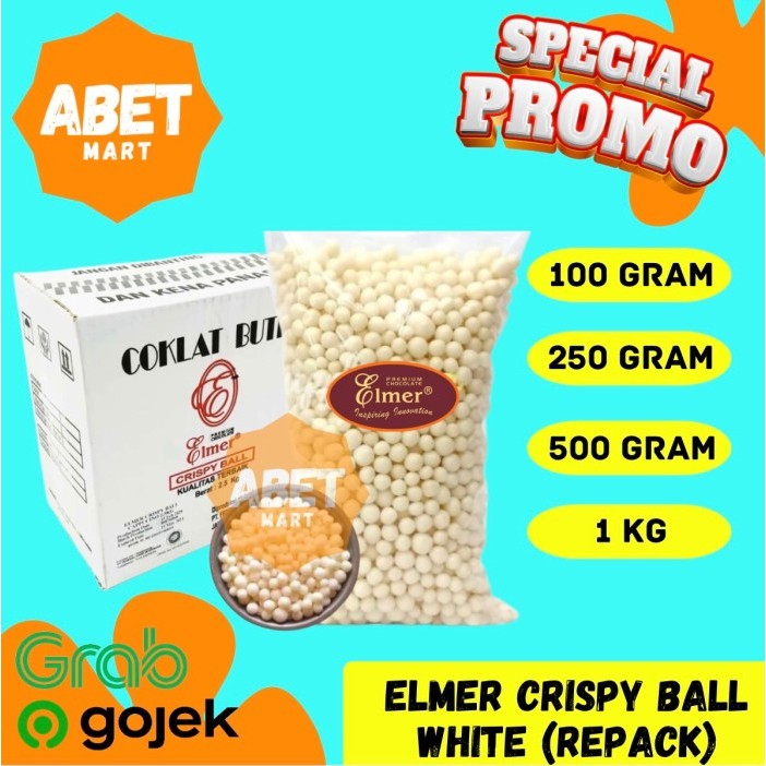 

Elmer Crispy Ball White Repack 250Gr 500Gr 1Kg - 250 500 Gram 1 Kg - Putih Krispi Cokelat Bulat Topping Krispy