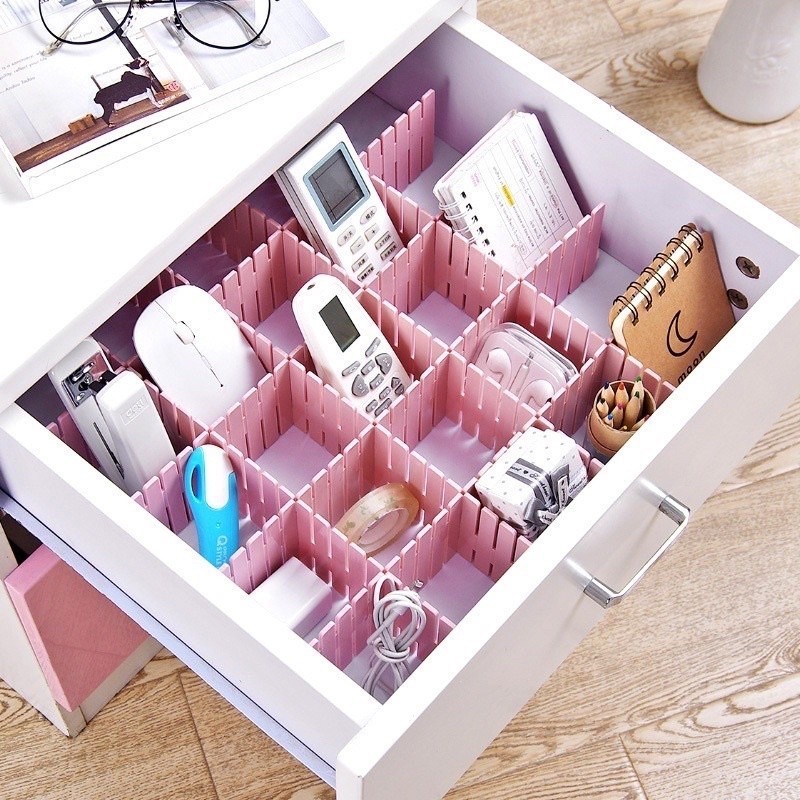 1 Set Sekat Laci Lemari Organizer DIY Isi 4 Pcs Partisi Pembatas Kotak Laci Lemari Penyekat Pemisah 
