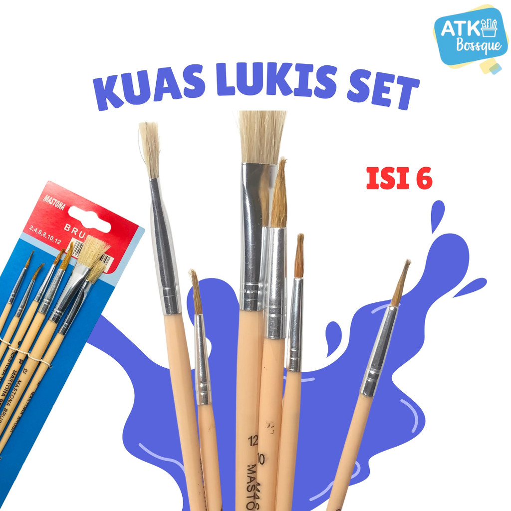 

Kuas Lukis Mastona Set 6 Brush Melukis Flat & Round ( No. 2,4,6,8,10,12 ) Mastona Brush Set 6 Kuas Lukis Cat Akrilik Cat Minyak - Set 6 SHABQ