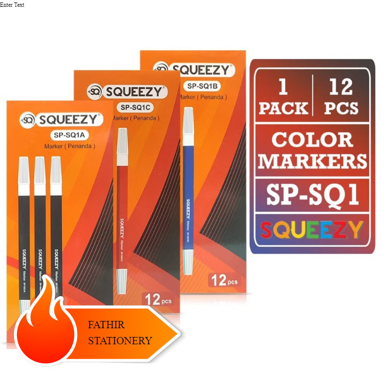 

Spidol Warna Kecil SQUEEZY SP-SQ1A Hitam Black / SP-SQ1B Biru Blue / SP-SQ1C Merah Red Tebal 1 mm Color Pencil Marker Koleksi Warna Lengkap