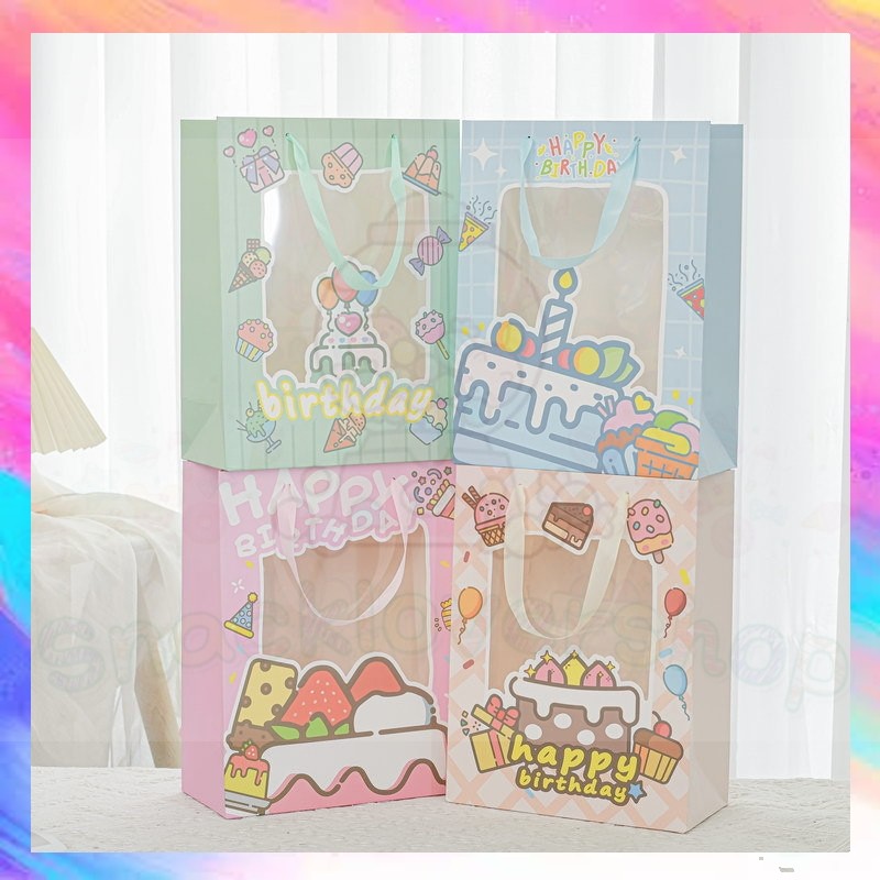 

Paper Bag Gift Cute / Paperbag Hadiah Motif HBD Ultah Happy Birthday Transparan