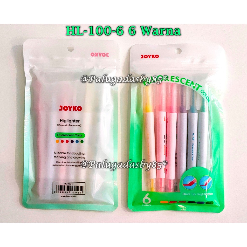 

(1 Set Isi 6 Warna) GROSIR Highlighter JOYKO HL-100-6 / Penanda Berwarna Highlighter Joyko HL-100