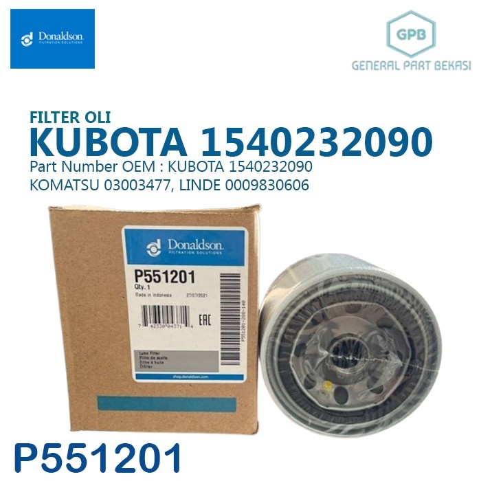 Filter Oli KUBOTA 1540232090 Donaldson P551201