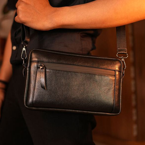 Vlari - Tas Selempang Tas Selempang Pria Kulit Sapi Asli & Clucth Kulit Sapi Asli - Tas Tangan Origi