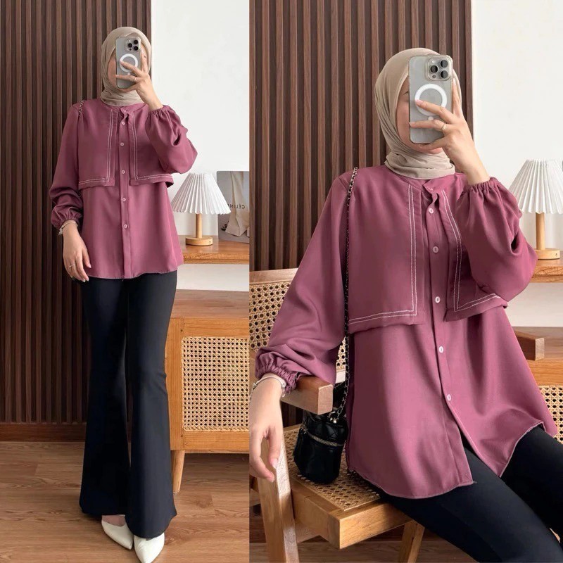 W & K - ZSO BLOUSE OVERSIZE WANITA RENA / TRIANA BLOUSE / Kekinian Blouse Wanita Terlaris / Simple O
