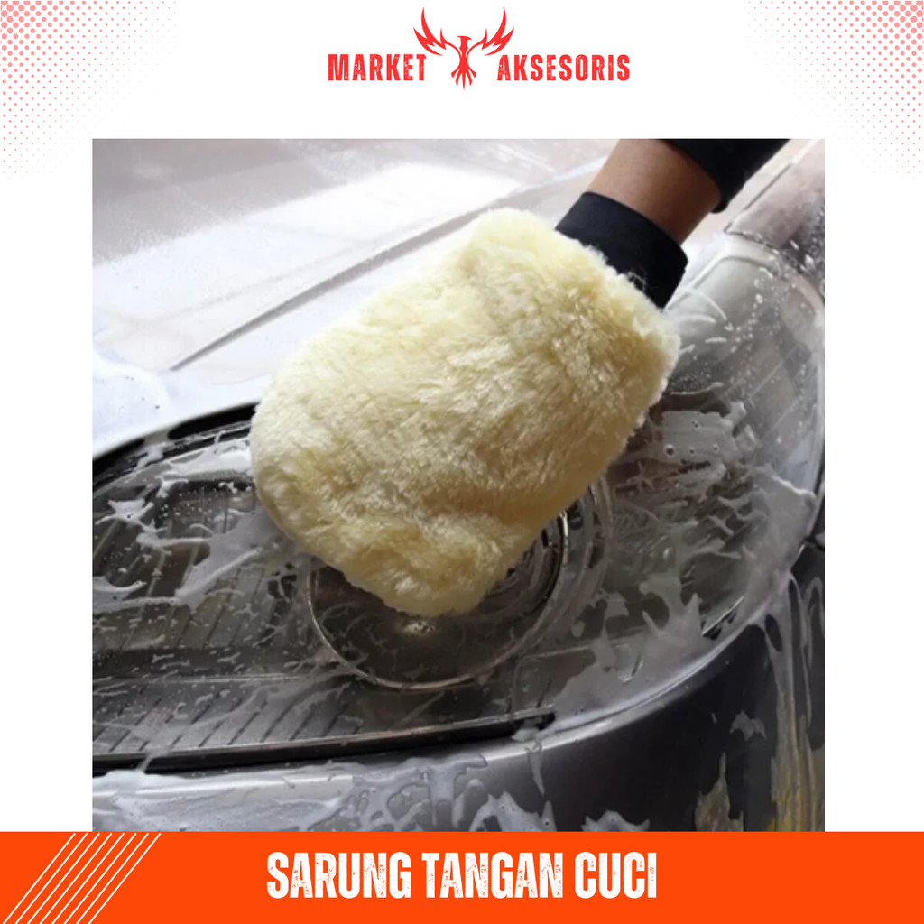Sarung Tangan Microfiber Cuci Mobil Sarung Tangan Karang LemKain Lap Micro Fiber Handuk Cuci Mobil M