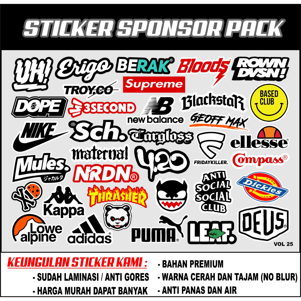 

Mass Sticker Sponsor Pack Stiker Logo Brand Racing Kata Kata Lucu dan Viral tempel semua media helm