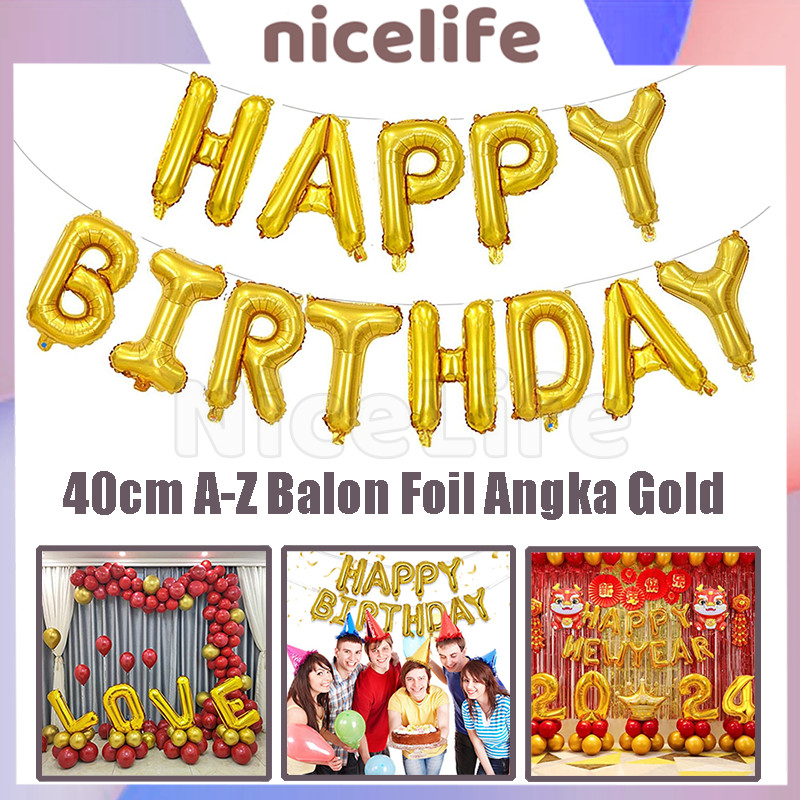 Balon Foil Huruf 40cm / Balon Foil Huruf Gold / Balon Foil Huruf