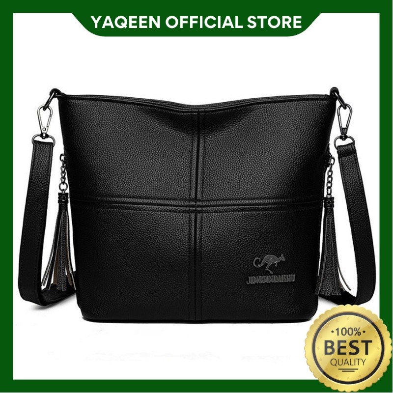 YAQEEN - TAS SELEMPANG WANITA BRANDED KULIT HITAM NADIAN SLING BAG CEWEK KOREA CASUAL REMAJA KEKINIA