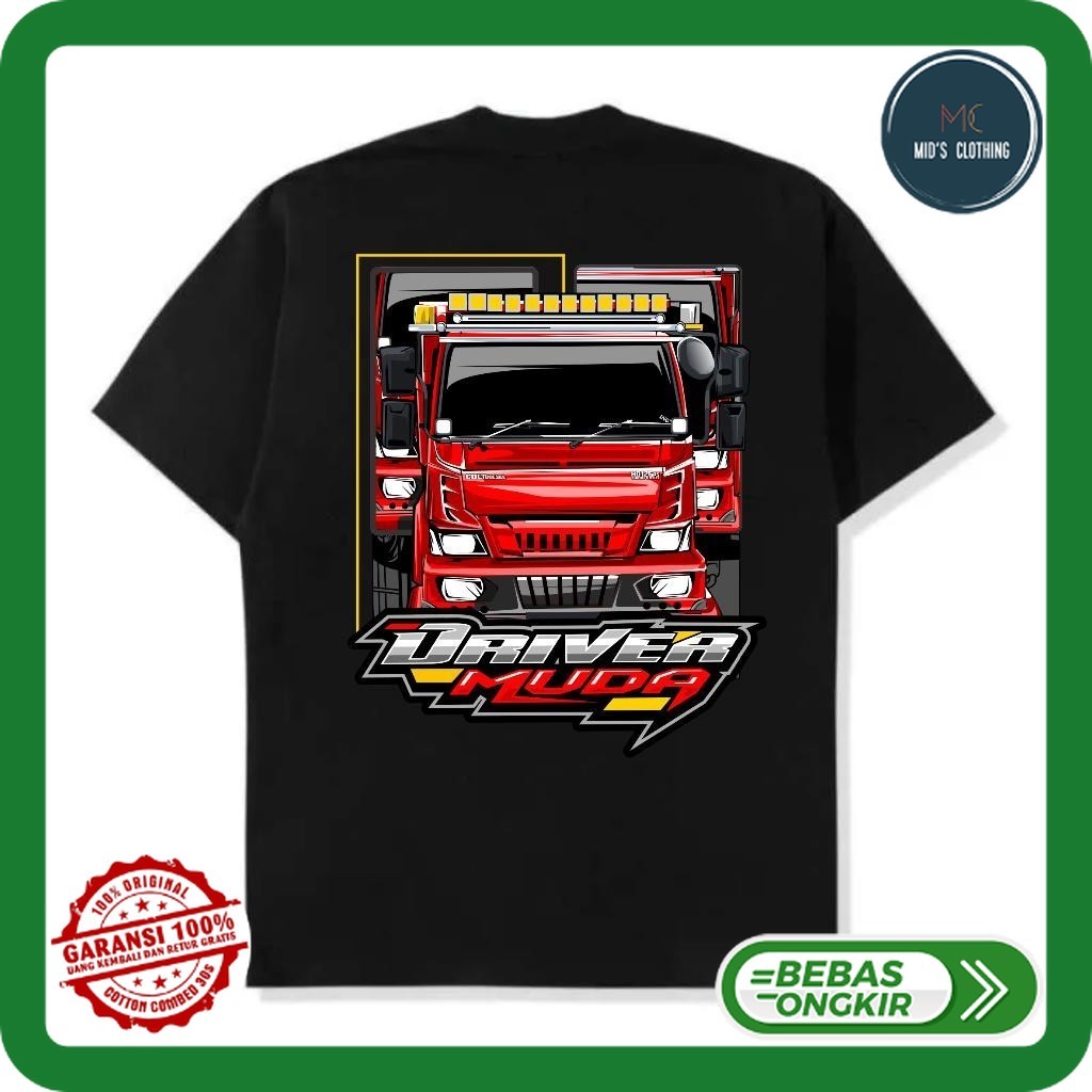 [COD] Kaos Distro Sopir Truk Driver Muda Truk Merah Kaos Dewasa Lengan Pendek Bahan Katun Cotton Com