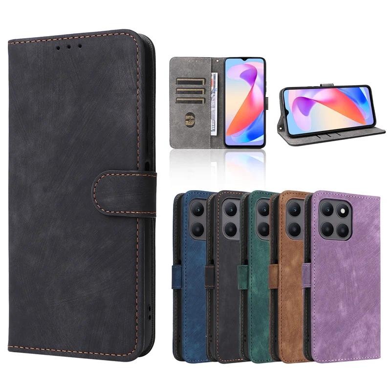 For Honor X6A Plus 4G Case Wallet Anti-theft Brush Magnetic Flip Leather Cover For Huawei Honor X6a 