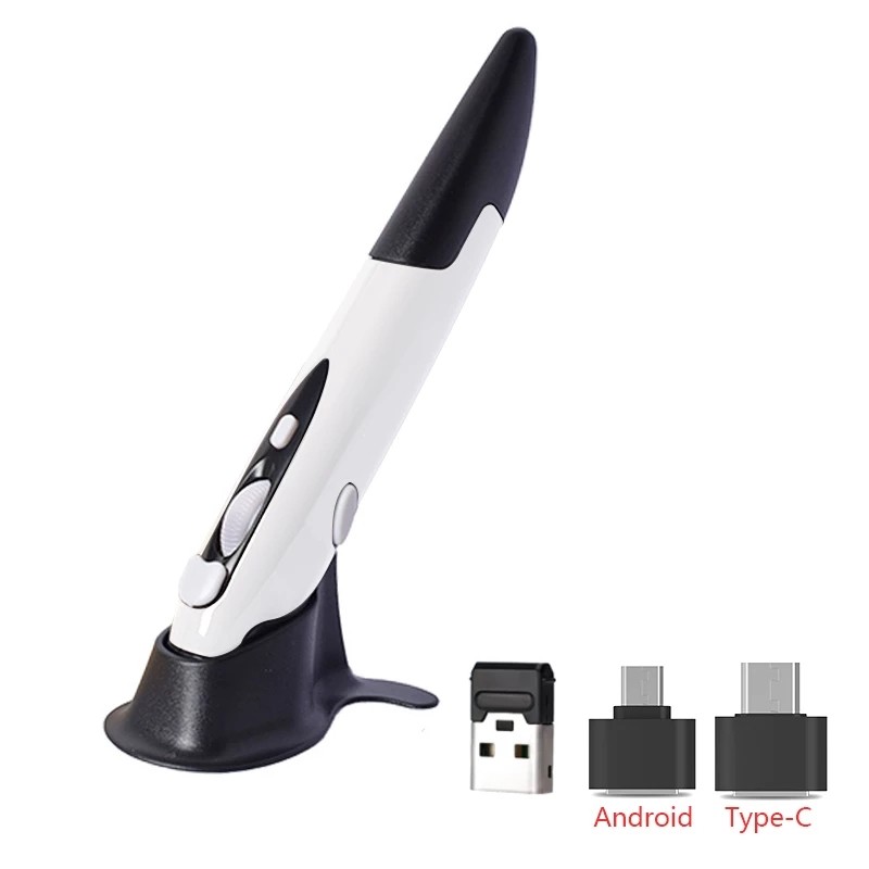 UTHAI New 2.4G Wireless Mouse Pen Personality Creative Vertical Pen-Shaped Stylus Battery Mouse Suit