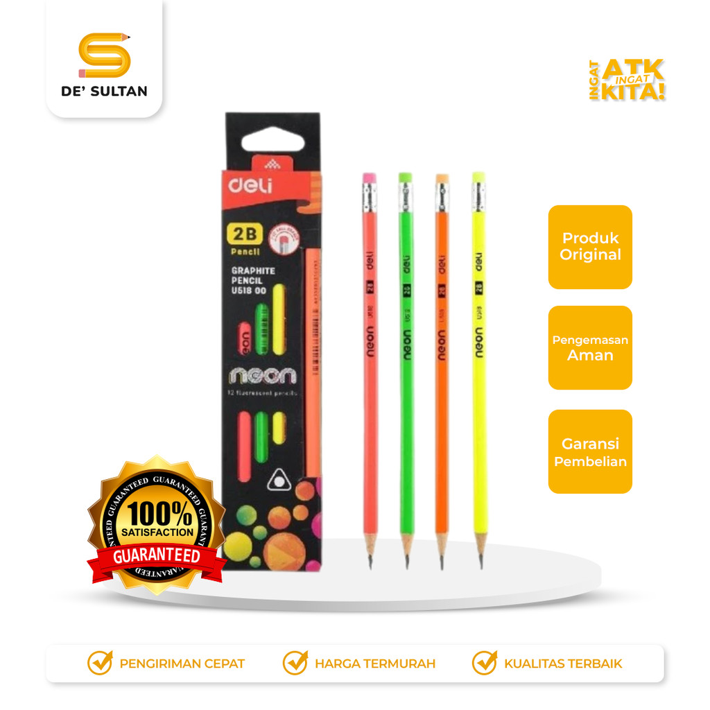 

DELI PENSIL GRAFIT/ GRAPHITE PENCIL NEON EU51800 (1LSN/ 12PCS)
