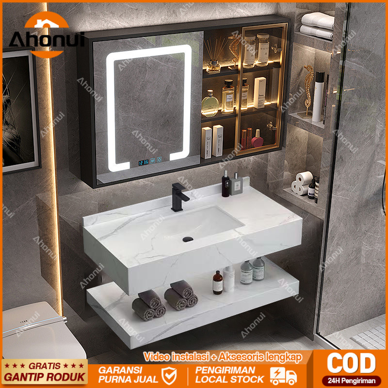 Kabinet wastafel kamar mand Batu Sinter mewah wastafel kamar mandi Wastafel keramik lemari wastafel 