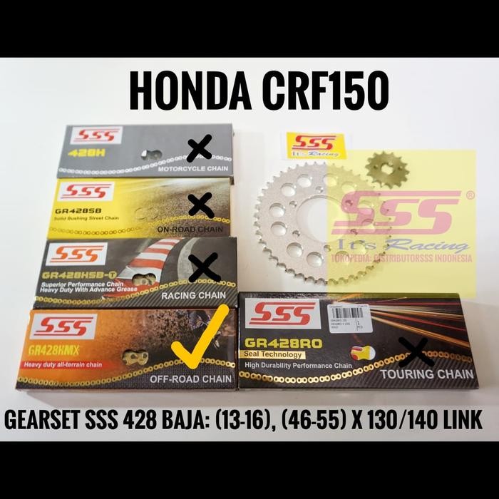 GEARSET GIRSET SSS 428 CRF150 CRF RANTAI SSS HMX GOLD / BLACK - HMX BLACK