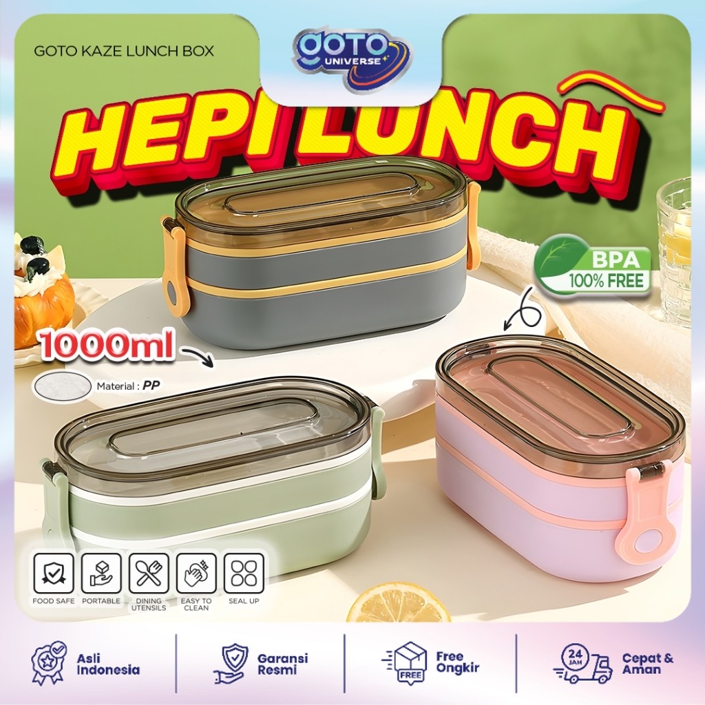 Goto Kaze Lunch Box Mini Tempat Bekal Makan Set 2 Tingkat Aesthetic
