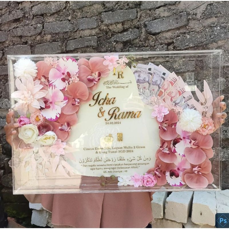 MAHAR UANG MURAH mahar akrilik mahar bentuk box akrilik ukuran jumbo 16R elegant simple dan murah