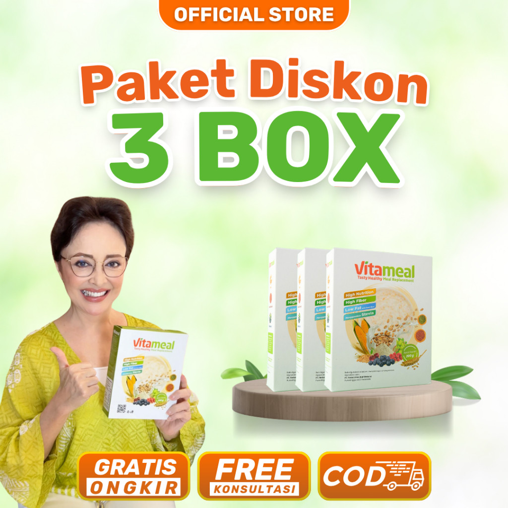 

New VITAMEAL Paket Diskon 3 Box Vitameal Sereal Diabetes Multigrain Bantu Turunkan Gula Darah Tinggi Normalkan Kadar Gula Cegah Diabetes Kolesterol Herbal Alami Tanpa Efek SampingPremium