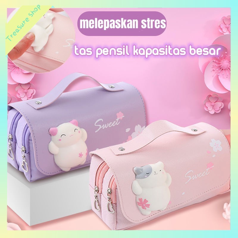 

Kantong pensil berkapasitas besar dengan aksesori / bahan tahan air dekompresi/Kotak pensil lembut yang lucu