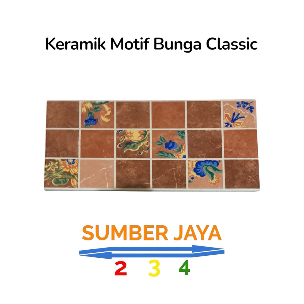 Keramik Lantai 30 x 14 Motif Bunga Classic Indah / Keramik Lantai 30 x 14