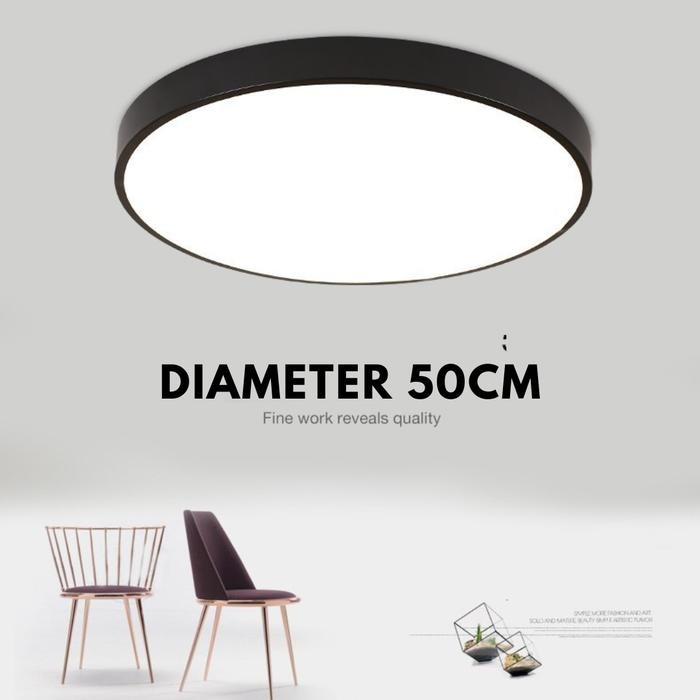 Lampu LED Plafon Atap Rumah Minimalis Bulat Besar Cahaya Kuning Putih - Warm White